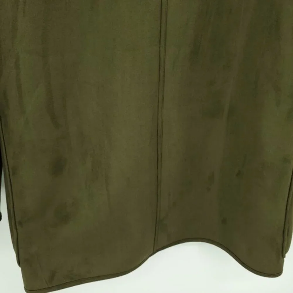SPANX Reversible Suede & Fleece Jacket L Utility Green